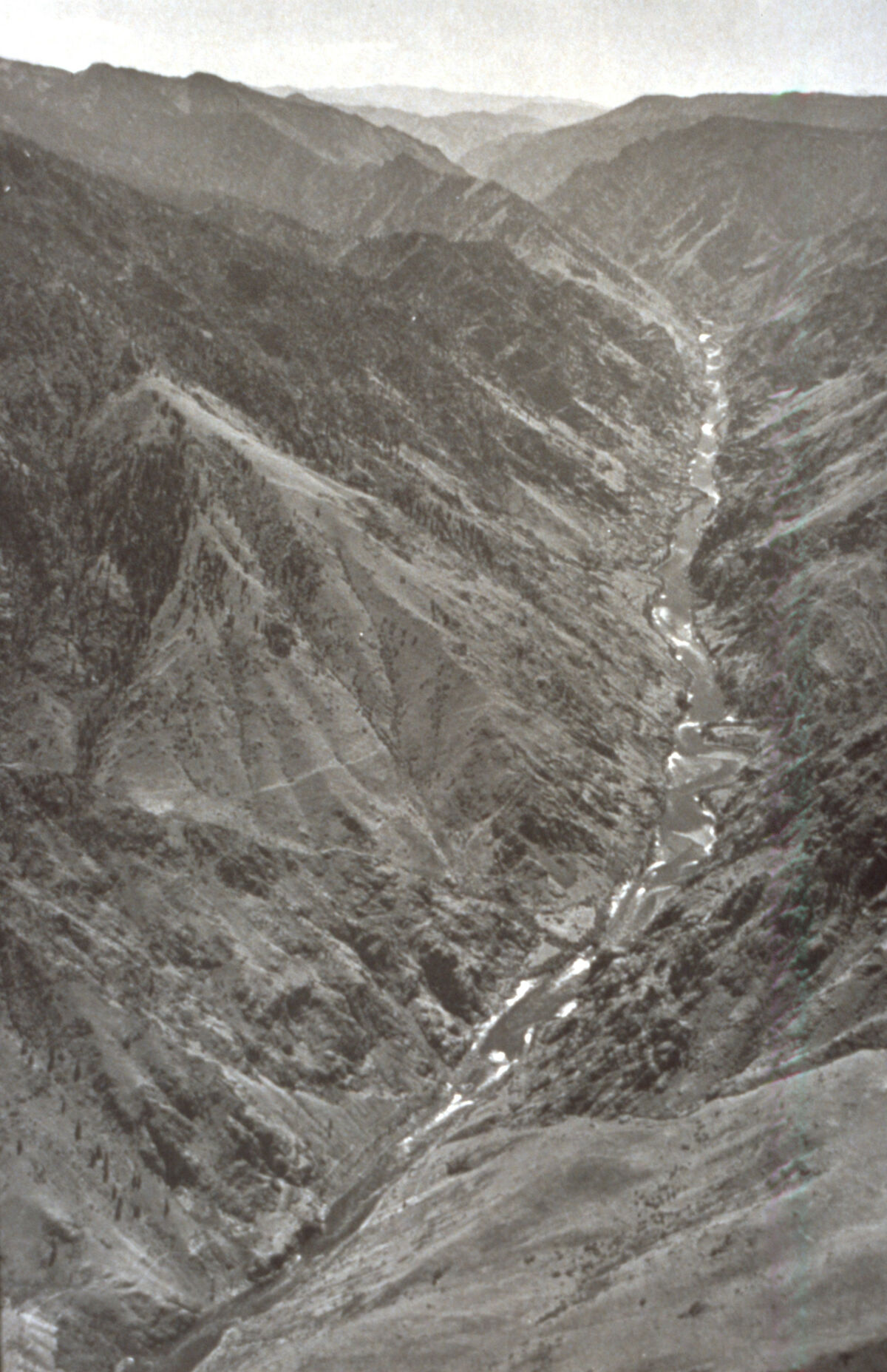 View looking down into Hells Canyon, from the Wallowa County Museum collection.