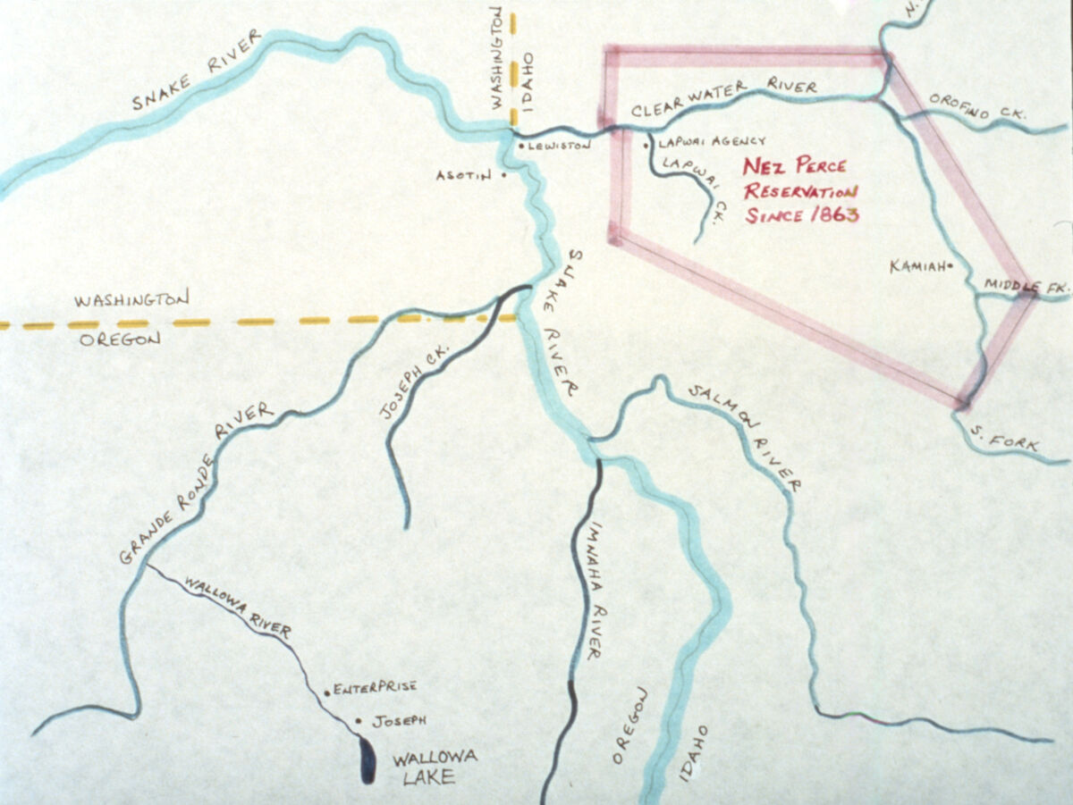 Drawing of the reservation after the revised Treaty of 1863.