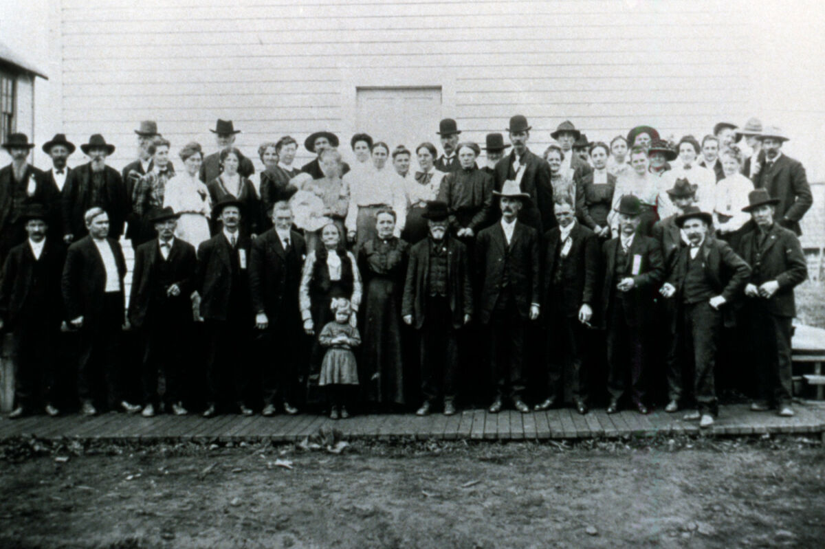 The photo is included to show the people of Imnaha as they were at the time just after settling, when they would have been bringing produce out to fairs in Wallowa and Union Counties.