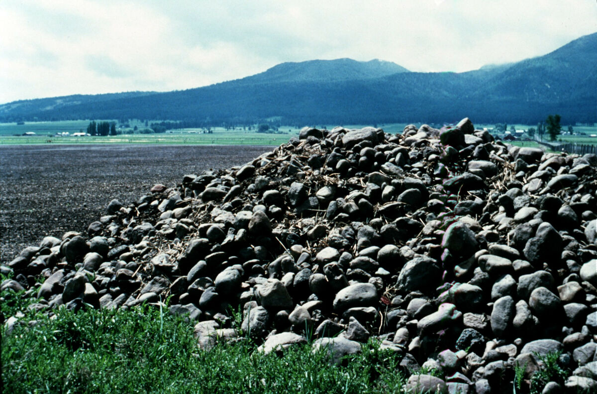 Impressive pile of rocks farmers had to remove by hand to be able to farm their fields. Taken by Janie Tippett.